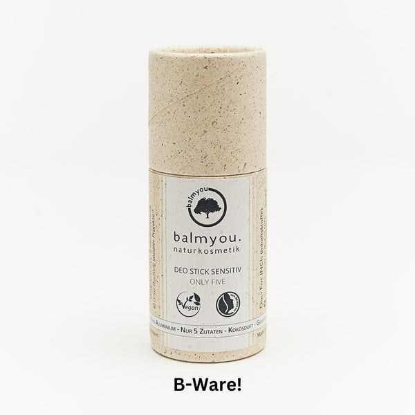 B-Ware! balmyou Deo Stick Sensitiv Only Five (50 g): vegan, plastikfrei, Graspapierhülse, 5 Inhaltsstoffe