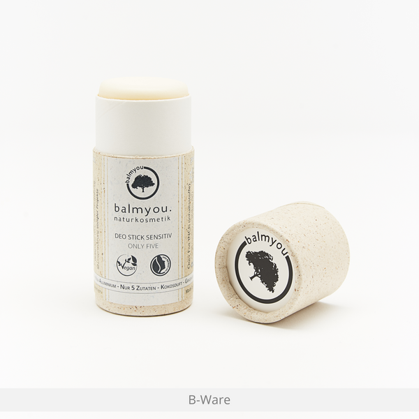 B-Ware! balmyou Deo Stick Sensitiv Only Five (50 g): vegan, plastikfrei, Graspapierhülse, 5 Inhaltsstoffe